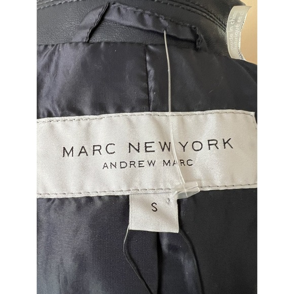 Mark New York Andrew Mark Women's Faux Leather Short Jacket Sz S Navy Embroidery - Picture 8 of 9